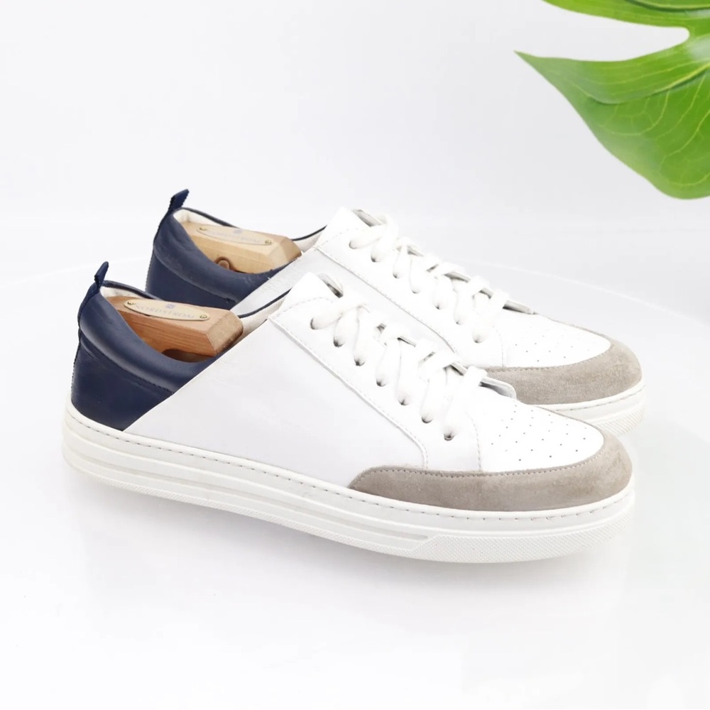 Boden Emily White & Navy Leather Training Casual Sneakers 40 US 8.5